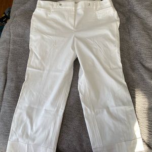 Ann Taylor Loft White Cropped Lined Pants